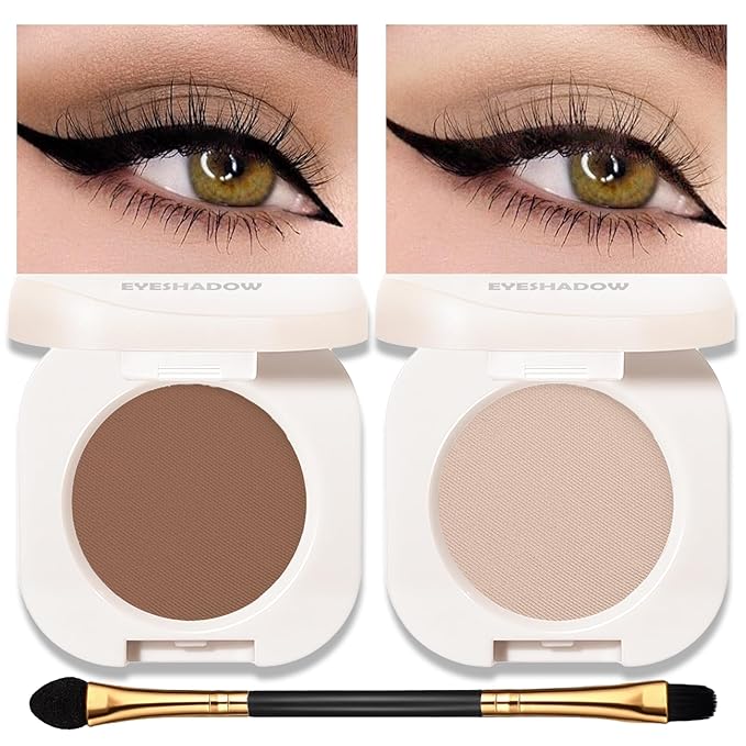 Matte Eyeshadow Palette 2 PCS, Mocha Nude Brown Eye Shadow Palettes Nude Neutral Eyeshadow for Women, Smooth Powder Lightweight Blendable sombras para ojos Compact Daily Eyes Makeup, Set F