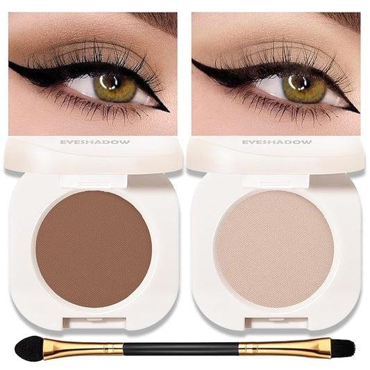 Matte Eyeshadow Palette 2 PCS, Mocha Nude Brown Eye Shadow Palettes Nude Neutral Eyeshadow for Women, Smooth Powder Lightweight Blendable sombras para ojos Compact Daily Eyes Makeup, Set F