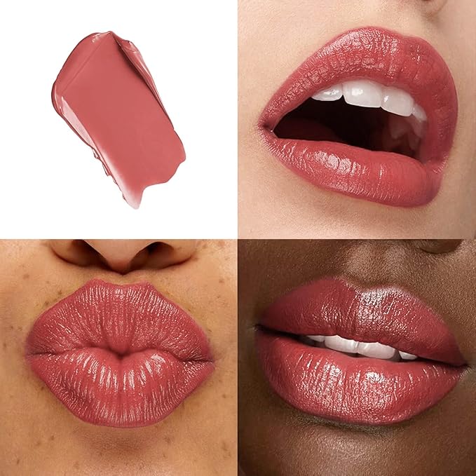2-Pack Moisturizing Coral Red & Nude Lipstick Set – Hydrating Creamy Lip Color for Dry, Cracked Lips, Weightless Glossy Lip Balm with Vitamin E, Long Lasting Vegan Lipstick