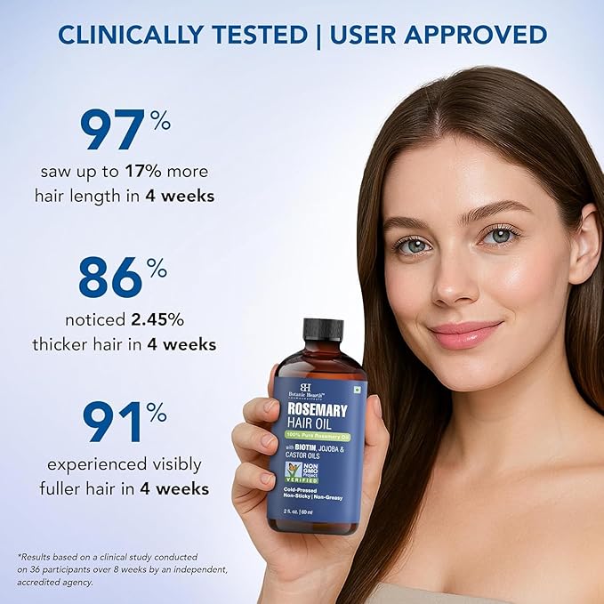 Botanic Hearth Hair Oil for Hair Growth | Rosemary Oil for Hair Growth with Biotin, Castor & Jojoba | Scalp Oil & Dry Scalp Treatment | Color Safe | All Hair Types| 2 Fl Oz