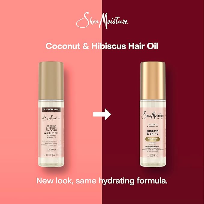 Shea Moisture Coconut & Hibiscus Smooth & Shine Oil Coconut & Hibiscus Softens And Hydrates Hair With Manketti And Coconut Oil For A Lightweight Texture 3.3 Fl Oz