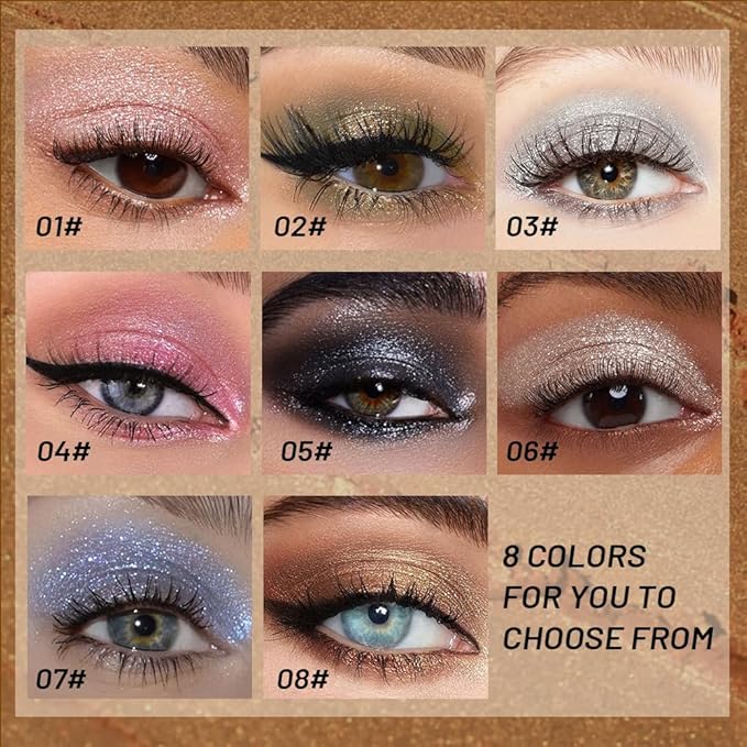 Sparkly Eyeshadow Palette for Women, Single Monochrome Eye Shadow Makeup, Shiny Pressed Cream Powder, Blendable Natural sombras para ojos, Holographic,Vegan,Travel (08-Glitter-Gold Brown)