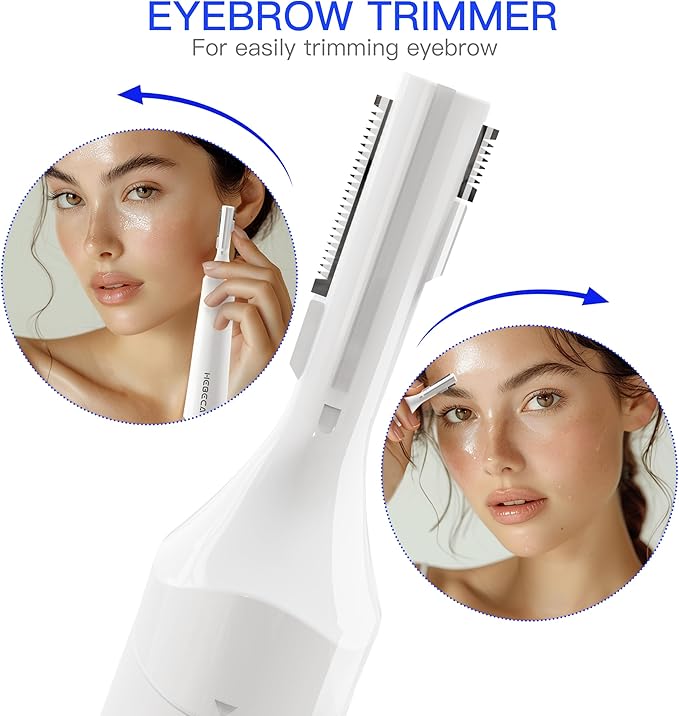 HEBECA Nose Hair Trimmer for Women Men - Electric Ear and Nose Hair Trimmer - 2 in 1 Facial Hair Remover Portable for Painless Face Eyebrow Trimmering Waterproof (Pearl White 2in1)