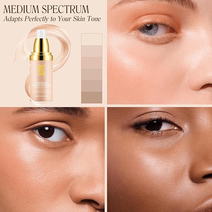 Color Changing Foundation Concealer Cover Cream Liquid Base Flawless Full Coverage Natural Foundation Makeup Moisturizing Fluid for All Skin SPF15 (#2, 30ml)