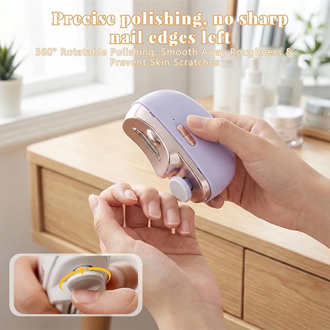 2026 New 3 in 1 Automatic Easy Clip Electric Nail Clipper with Polishing 2 Speed Adjustable for Kids Elderly Adults Homebound Seniors Manicure Kit