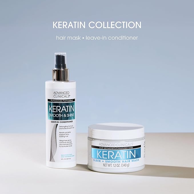 Advanced Clinicals Keratin Hair Mask Treatment, 12 Fl Oz - For Color Treated Hair, Detoxifying Keratin Conditioner To Strengthen Broken, Fortifying Hair Repair Mask With Shea Butter