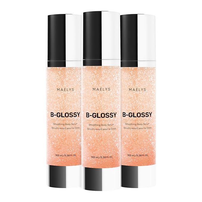 MAËLYS B-GLOSSY Smoothing Body Serum for Women - Hyaluronic Acid & Peptide Formula - Helps Reduce the Look of Wrinkles, Texture & Crepey Skin - Lightweight, Fast-Absorbing Anti-Aging Serum (3 Pack)