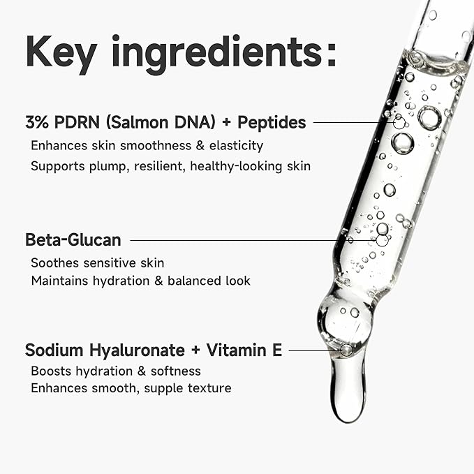 Vectium 3% PDRN Salmon DNA Facial Serum with Peptide - Helps Soothe Sensitive Skin, Supports Healthy-Looking Skin, Helps Skin Look Plump & Resilient - Suitable for All Skin Types - 30ml (1 FL OZ)
