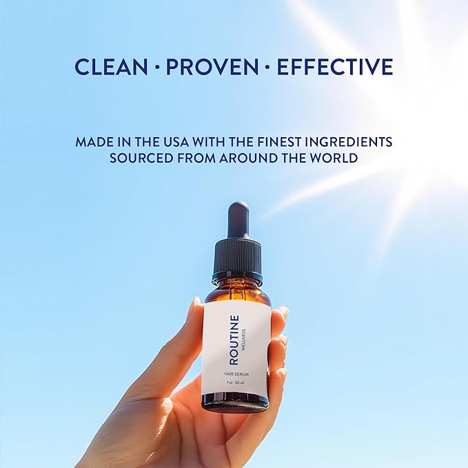 Routine Wellness Hair Treatment Serum for Thinning Hair - Plant-Based Rosemary, Tea Tree & Argan Oils Blend for Strength, Shine & Softer Hair - Clean Ingredients, All Hair Types - 30ml | Thickness, Men & Women