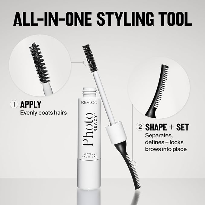 Revlon PhotoReady Lifting Brow Gel, Tinted Eyebrow Lamination with Spoolie Brush, Conditions, Shapes & Defines, 801 Clear, 0.23 fl oz