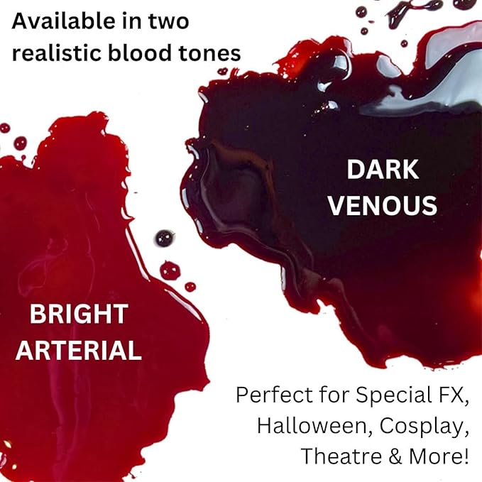 Mehron Makeup Stage Blood | Realistic For Halloween | Washable Fake Blood for Special FX, Stage & Screen, Halloween, & Cosplay (Bright Arterial)