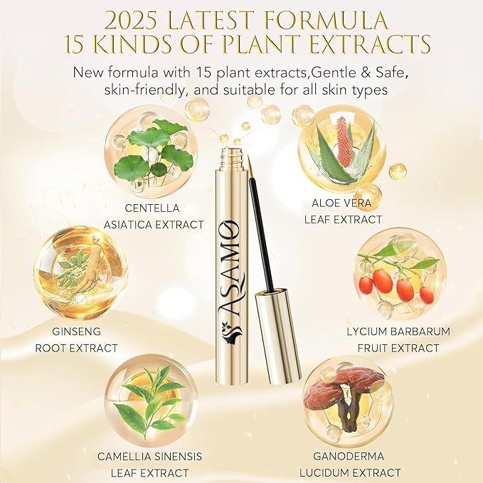 Eyelash Growth Serum – 15 Plant Extracts for Longer, Denser & Robust Lashes,Boosts Natural Lash Development,eyelash serum,Enhance Natural Beauty, Hypoallergenic Oil Free,zz07