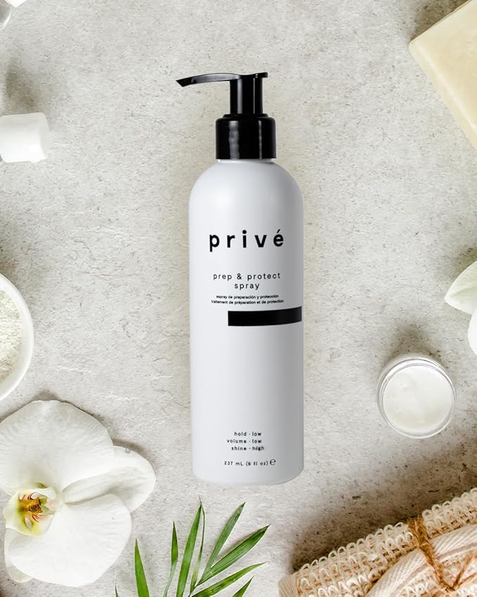 Privé Prep & Protect Blow Dry Hair Cream - Lightweight Hair Styling Cream with Heat Protection - Jojoba, Green Tea & Kukui Oil Help Strengthen, Hydrate & Add Shine - Detangles & Smooths Frizz (8 oz)
