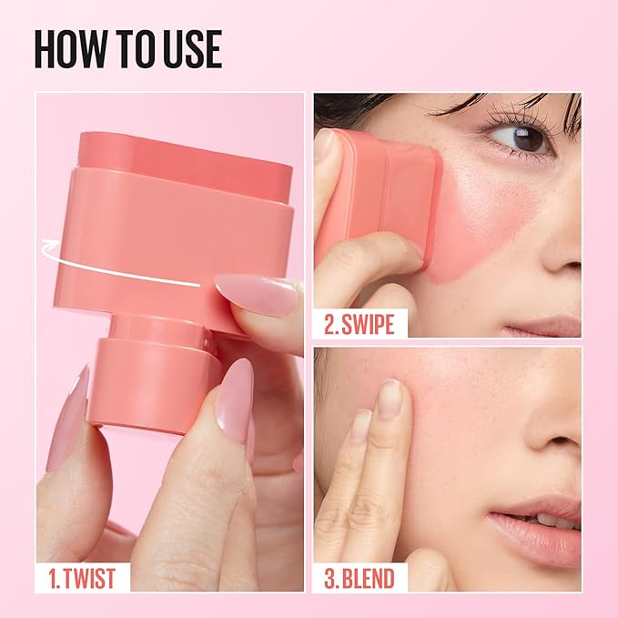 KAJA Cheek & Lip - Dewy Bar 03 Peach Cobbler | Creamy Blusher and Balm Multi-Stick, 45% Moisturizing Oil, Apple Extract, Vitamin-Hyaluronic Acid Infused, High Shine, Non-Sticky, Easy Blending, 10g