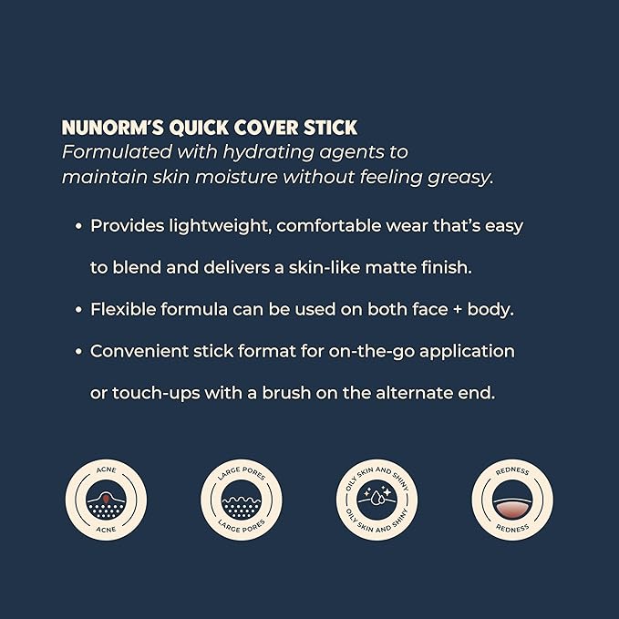 Foundation & Concealer Stick for Men - Full Buildable Cover for Dark Circles, Blemishes, Acne, Redness & Under Eyes - Face & Body Makeup Stick for All Skin Types - Non-Comedogenic 14-Beige