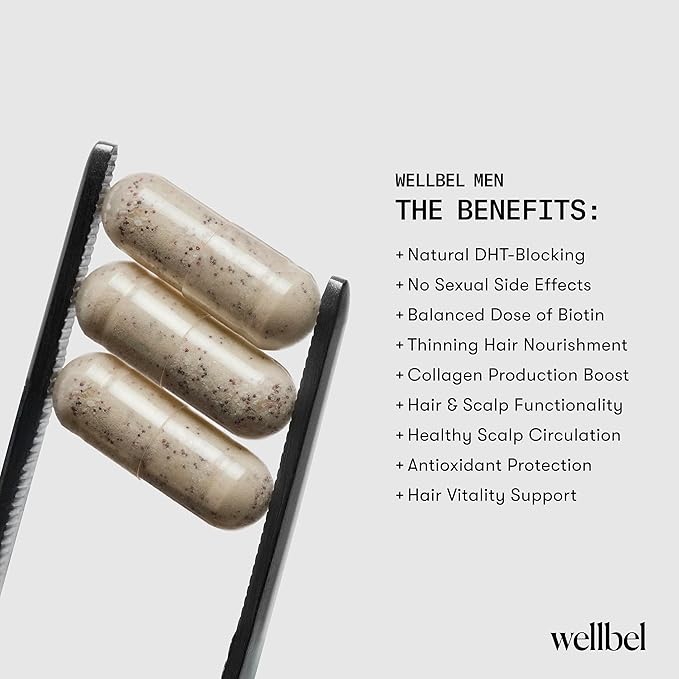 WELLBEL Men Clean Supplement for Hair, Skin, and Nails, Vegan, Gluten Free and Non GMO 90 Count