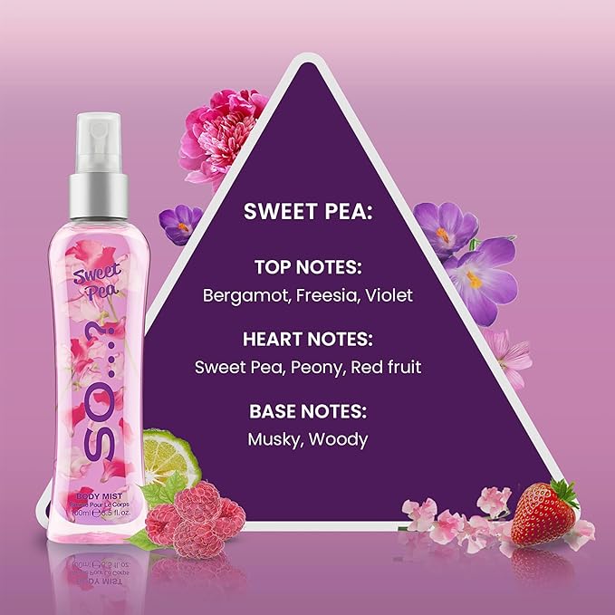 Sweet Pea Body Mist by So…? for Women - 3.5 oz Body Mist - Pack of 3