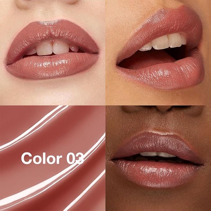 Tinted Lip Balm Moisturizing Lipstick, Black Brown Hydrating Lipstick for Women, 24 Hour Long Lasting Moisturization Lip Gloss Stain Makeup, Lightweight Non Greasy Moisturizer Lips, 03