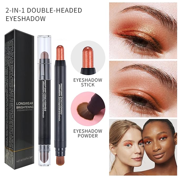 White Shimmer Dual Ended Eyeshadow Stick 12 Colors Matte and Shimmer Waterproof Long Lasting Creamy Eyeshadow Pencil for Smokey Eye Natural Everyday Makeup