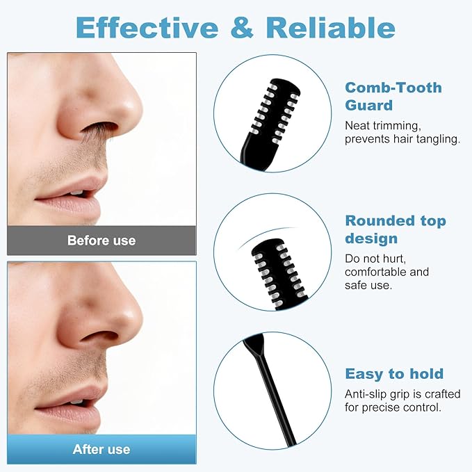 5PCS 2-in-1 Nasal Hair Cutter, Upgrade Manual Double Sided Nose Hair Trimmer Cutter for Women and Men 360°Rotating Nose Hair Remover Grooming Tool knife Razor Portable Nostril hair kit (Dark Green)