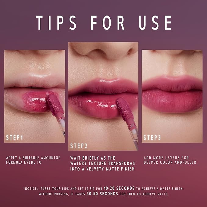 ALTERA BLURRING LIP TINT - Shine Lip Gloss to Soft Blurry Lip Matte Finish, Long-Lasting Lip Stain, Smooth and Blur lip lines, Watery-Velvet Feel, Hydrating & Non-Sticky (015 FLARE)