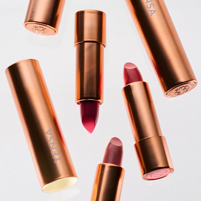 YENSA Vibrant Silk Hydrating Lip Stick - Long Lasting Lipstick with Hyaluronic Acid, Vitamin E & Super Oils - High Pigment Color & Semi Glossy Finish - Moisturizing Formula - Infinity (0.12 oz)