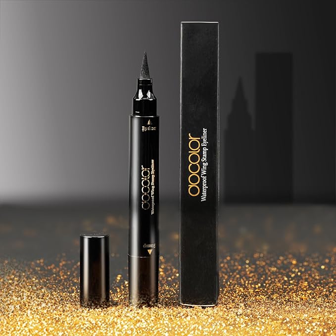 docolor Eyeliner Stamp Double-sided Liquid Winged Eye Liner Pen Waterproof Smudgeproof Long Lasting Wing Original Eyeliner Pen(1PC,Black)