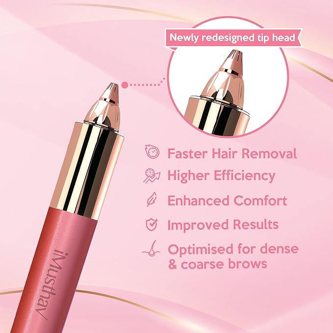 iMusthav Eyebrow Hair Remover for Women | 18K Gold-Plated Head | 360° LED Light Portable Painless Epilator