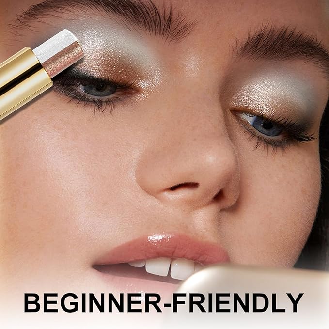 Boobeen Waterproof Eyeshadow Stick, 2-Color Shimmer Eye Makeup, All Day Wear, Silky Smooth & Beginner-Friendly Eye Shadow