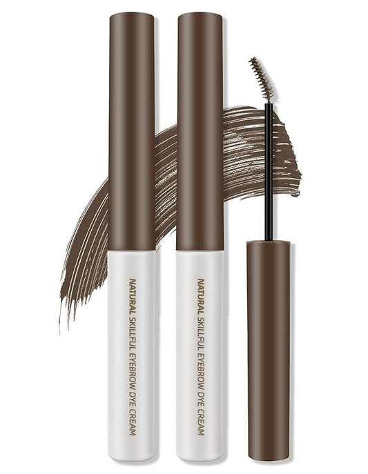 Erinde 2PCS Tinted Eyebrow Gel, Micro-Precision Adjustable Angle Brush Tinted Brow Gel, Waterproof Long-Lasting Smudgeproof Eyebrow Mascara Brow Tint for Natural Brow Makeup, 03 Natural Brown