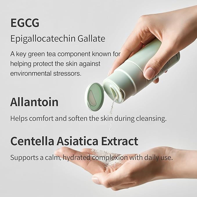 FORETDERM Matcha Enzyme FX Powder-To-Foam Cleanser, Enzyme Face Wash With Matcha Extract, Hydrating Korean Facial Cleanser For Daily Use, Water-Based Fragrance Free Formula, All Skin Types, 1.76oz