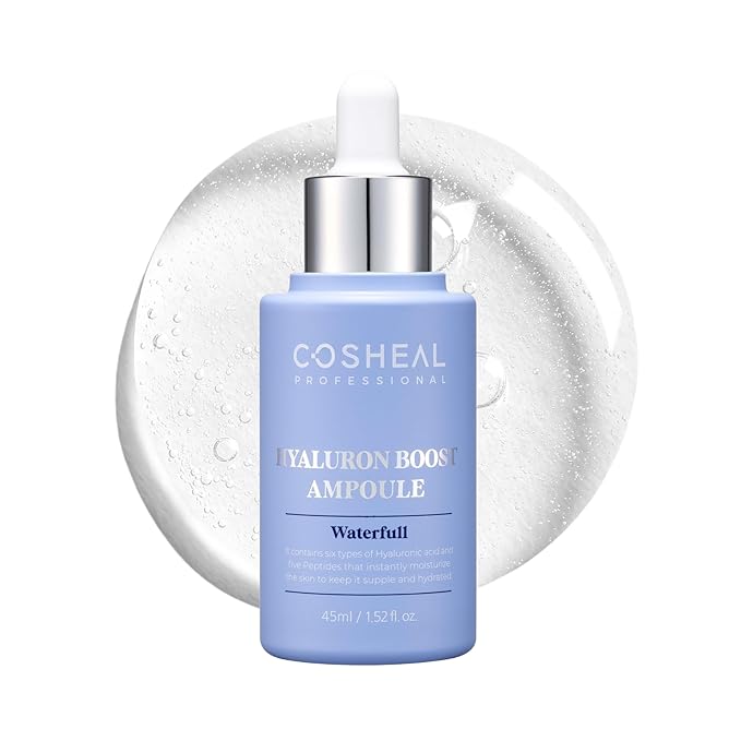 Hyaluron Boost Ampoule 1.52 fl oz, Deep Hydration Serum with 6 Types of Hyaluronic Acids & 5 Peptides, Barrier Support & Glass Skin Glow, Non-greasy, Hypoallergenic, Korean Skin care