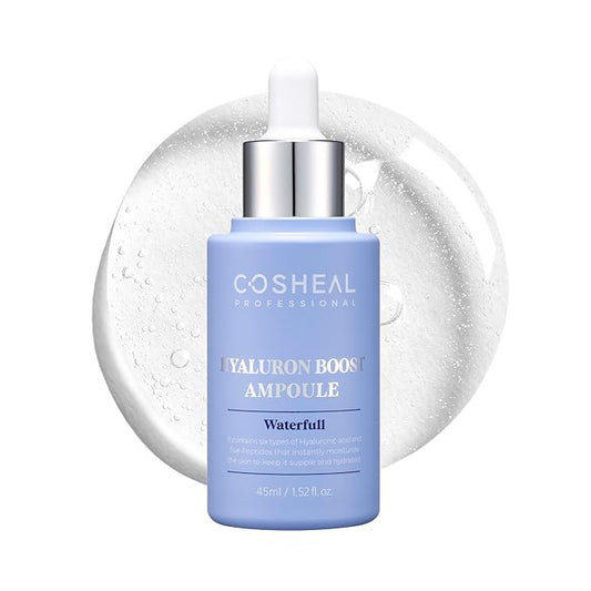 Hyaluron Boost Ampoule 1.52 fl oz, Deep Hydration Serum with 6 Types of Hyaluronic Acids & 5 Peptides, Barrier Support & Glass Skin Glow, Non-greasy, Hypoallergenic, Korean Skin care