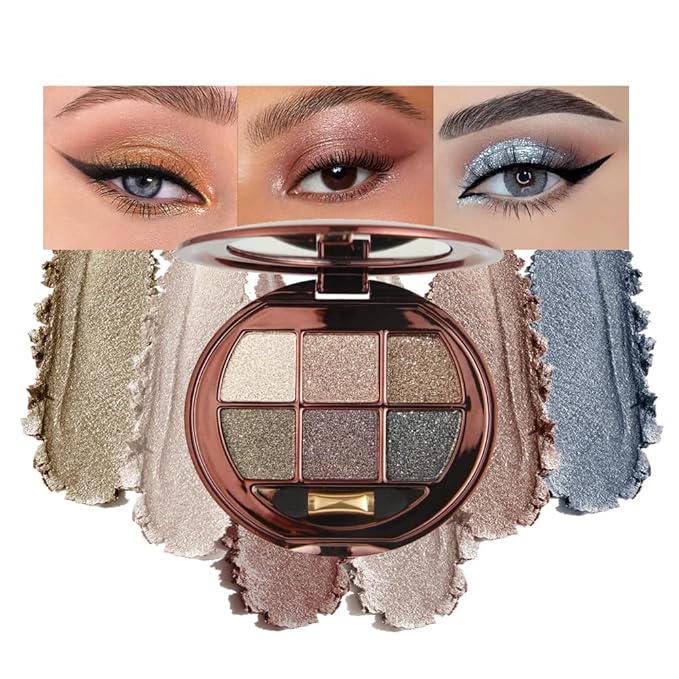 4 Color Eyeshadow Palette, Matte and Shimmer Powder Makeup, Highly Pigmented Blendable Shadows, Long-Lasting Waterproof, Natural Nude Brown Pink Shades (1#, 1 Count (Pack of 1))