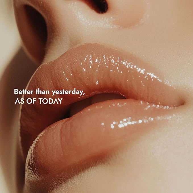 AS OF TODAY R Peptide Lip Balm | Salted Caramel Hydrating Lip Treatment | Hyaluronic Acid + Peptide Glossy Balm | Plumping Moisturizing for Dry Lips | Clean Beauty Formula | 0.35 oz Tube