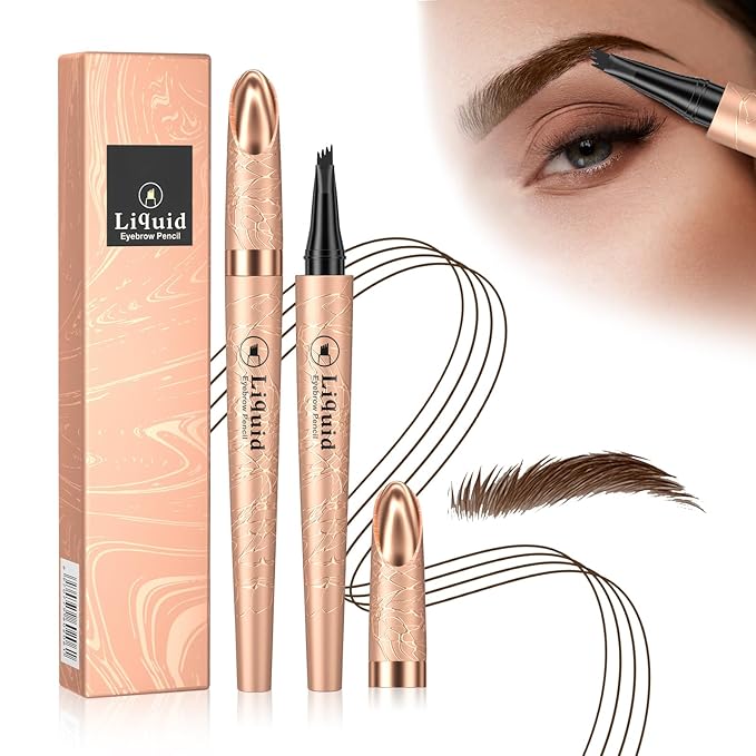 Eyebrow Pen - Eyebrow Pencil New Upgraded Eye Brow Pencils for Women With Micro 4 Point Lift & Snatch, Lat All Day, Waterproof, Create Natural Eyebrow Hair Eye Makeup (Dark Brown,02#)