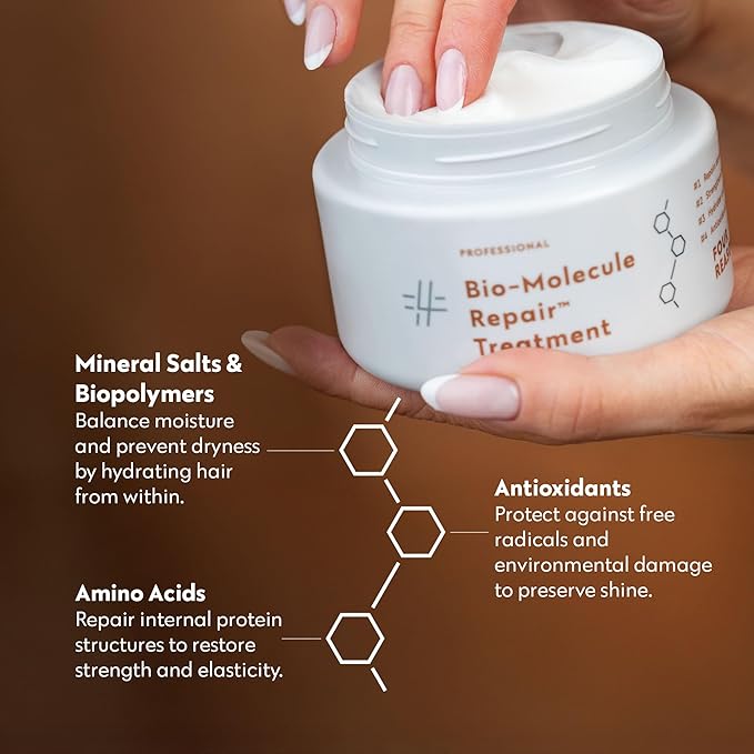 FOUR REASONS Bio-Molecule Repair Hair Mask for Damaged Hair – Hydrating & Deep Conditioning Hair Mask & Bond Repair Treatment for Dry, Frizzy, or Color Treated Hair – Vegan & Sulfate-Free