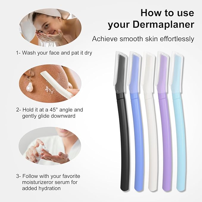 Dermaplane Razor, Face Razors for Women, Dermaplaning Tool with Microblades for Face, Gentle Facial Exfoliation, Peach Fuzz Removal and Eyebrow Shaping, Skin Care Tool for Smoother Skin, Cream