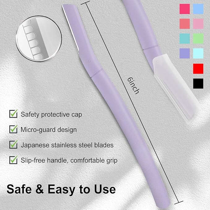 Dermaplane Razor, Face Razors for Women, Dermaplaning Tool with Microblades for Face, Gentle Facial Exfoliation, Peach Fuzz Removal and Eyebrow Shaping, Skin Care Tool for Smoother Skin, Lilac