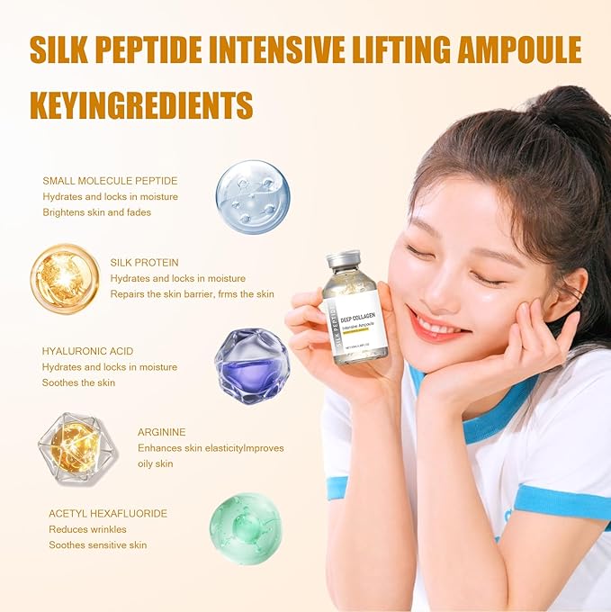 Silk Peptide Intensive Lifting Ampoule | Moisturizes, firms and lifts, Korean anti-aging facial essence, smooths wrinkles, improves elasticity | Christmas gift for women, 50ml/1 ampoule (1pcs)
