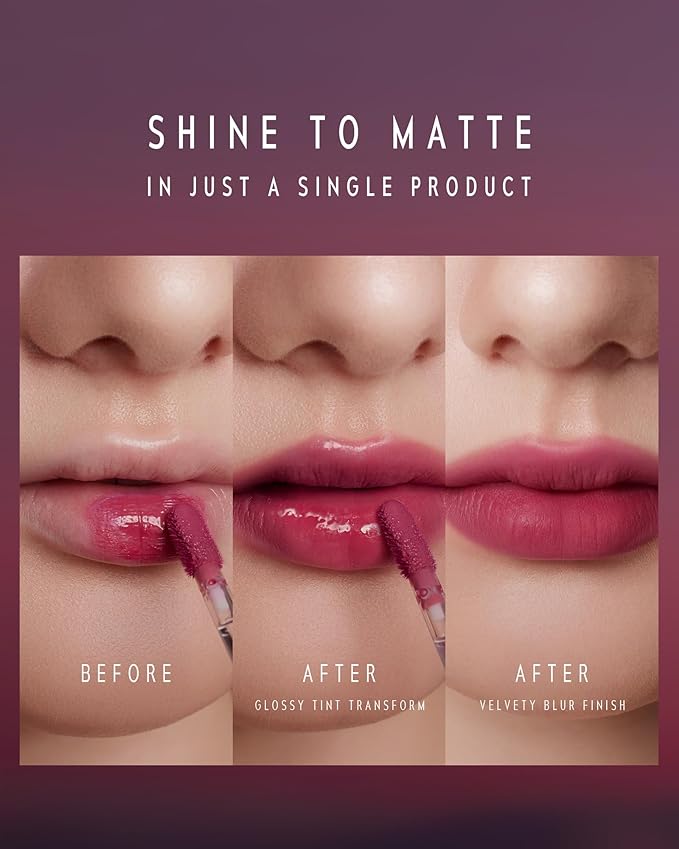ALTERA BLURRING LIP TINT - Shine Lip Gloss to Soft Blurry Lip Matte Finish, Long-Lasting Lip Stain, Smooth and Blur lip lines, Watery-Velvet Feel, Hydrating & Non-Sticky (013 FLUSH)