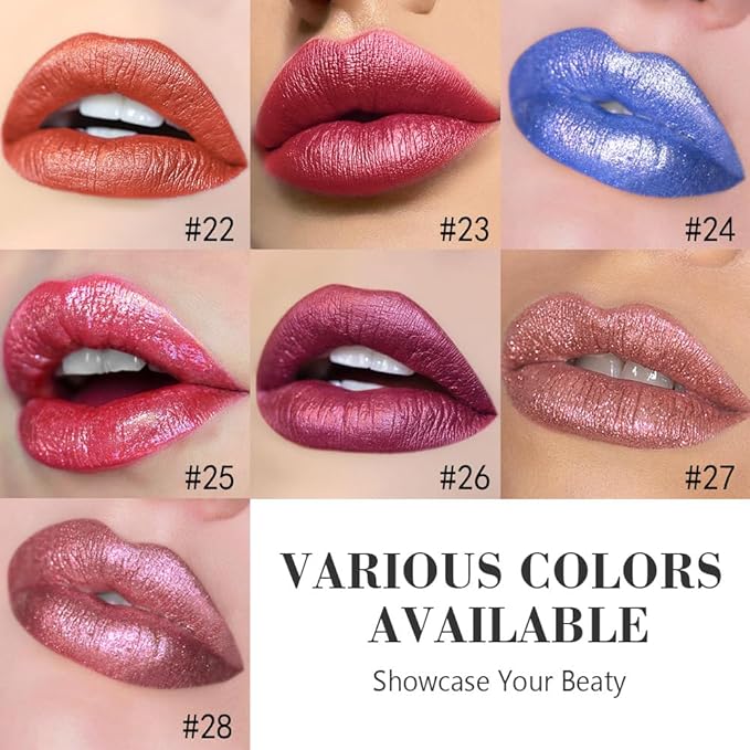 Kaely 2-in-1 Nude Gold Metallic Lipstick and Lip Liner Makeup, Shimmer Liquid Metallic Lipsticks for Women, Glitter Lip Gloss Stain Long Lasting Waterproof Smudge Proof 24 Hour, Cruelty-Free 27