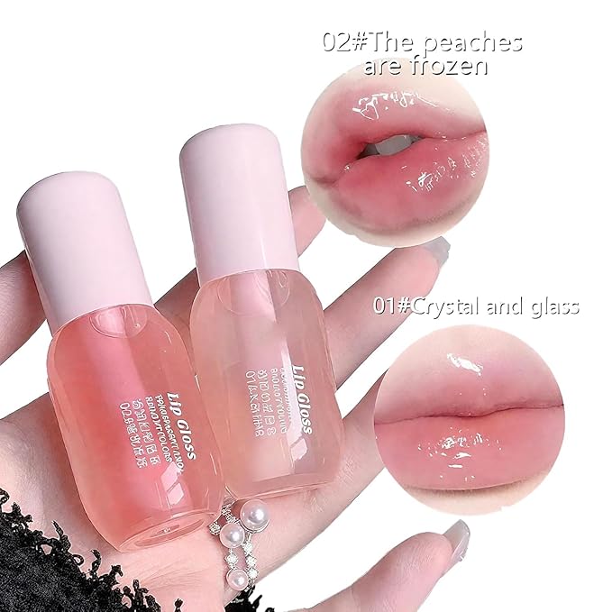 Moisturizing Lip Balm, Hydrating Glossy Lip Glaze Stick Plumping Lip Oil for Girls & Women, Fall Gift, Christmas Gift, Mother's Day Gift, Lip Stain, Skincare Moisturizer Moisture, Set of Two Colors