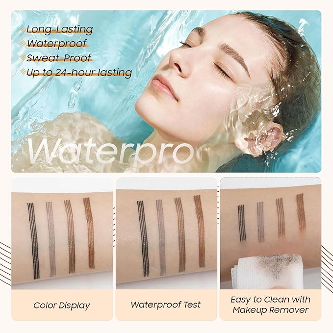 Microblading Eyebrow Pen - Long Lasting Waterproof Brow Pencil With Micro-Fork Tip Applicator and Stays on All Day (Gray)