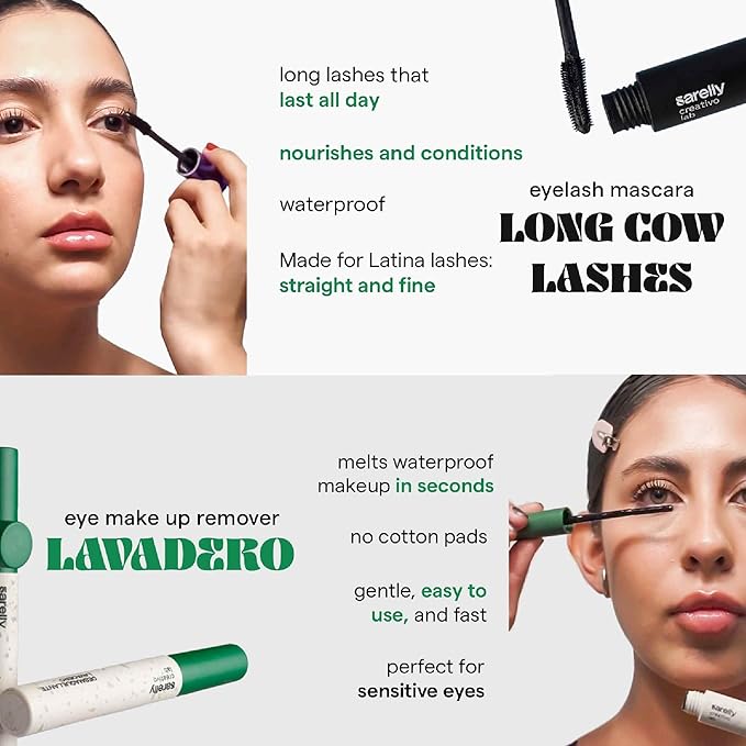 SARELLY, Eye Kit, Long Cow Lashes Mascara + Lavadero Eye Makeup Remover, Sarelly Creative Lab