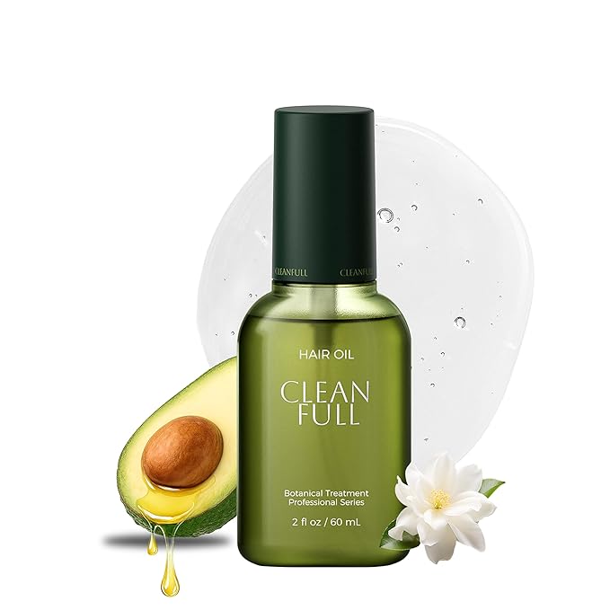 CLEANFULL Botanical Hair Oil, Lightweight Professional Treatment to Strengthen, Repair & Boost Shine, Frizz-Control, Vegan & Cruelty-Free Hair Essence, 2 Fl Oz
