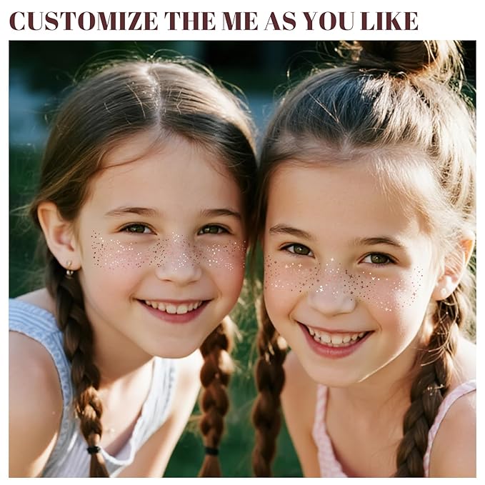 24pcs Glitter Freckles Face Tattoo - Rose Gold Face Sparkle Freckles Temporary Tattoos for Women Girls, Waterproof & Long Lasting Freckles Makeup Patches for Party, Concerts, Daily Accessories