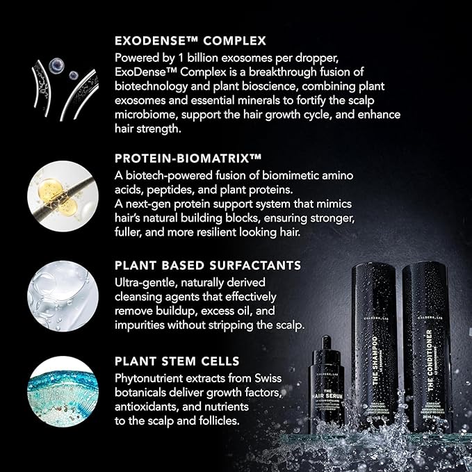 Caldera + Lab Hair Care System for Men – Shampoo, Conditioner & Leave-In Scalp Serum | Clean, Sulfate-Free Set | Fuller-Looking, Stronger Hair | Gift-Ready
