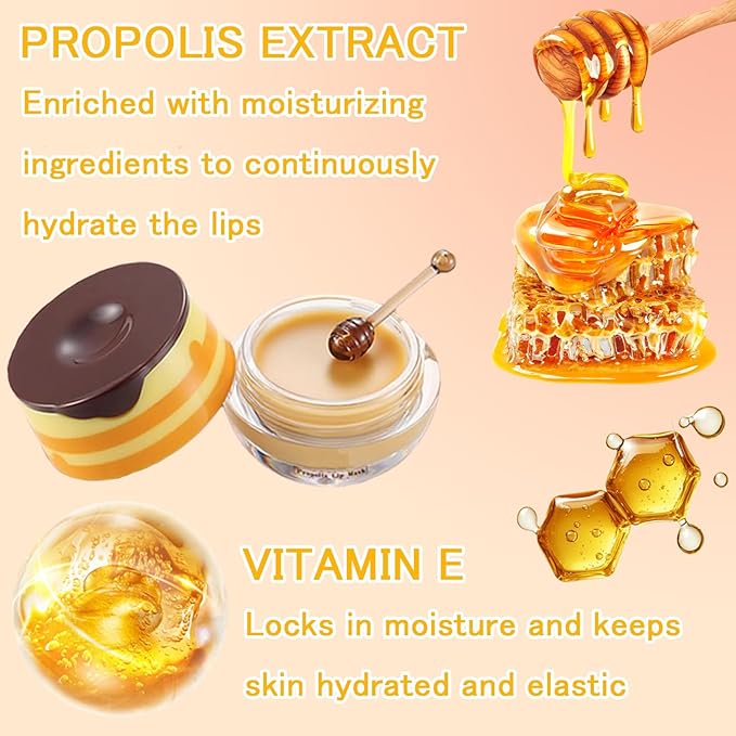 9 PCS Bee Lip Balm Honey Pot, Strawberry Watermelon Cherry Coconut Peach Mint Grape Vanilla, Honey Lip Balm Bulk with Stick, Lip Mask Overnight Hydrating for Dry and Crack