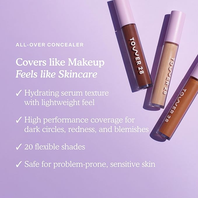 Tower 28 Beauty Swipe Serum Concealer - Hydrating Buildable Medium-Coverage Concealer with Skincare Benefits for Sensitive Skin - Shade 2.0 BU, Fair with Neutral Undertones, 0.22 Fl Oz